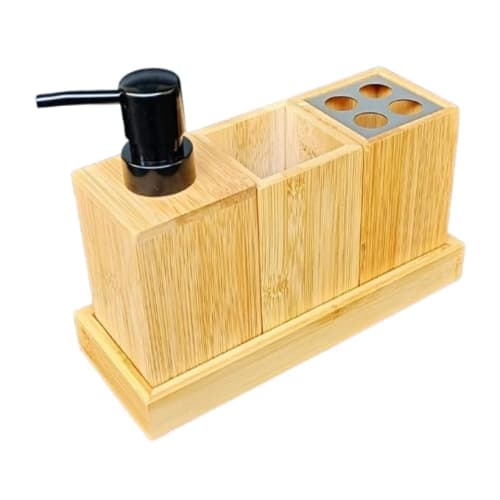 Wooden Bamboo Toiletry Set with Soap Dispenser - 250ml
