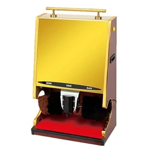 Electric Tall Shoe Polish Machine with Heavy Back Board & Mirror Finish - Gold