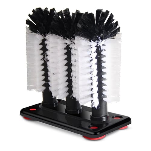 Plastic Triple Brush - Deep Cleaner for Large Cups/Bottles/Glasses with Hard Bristles 23cm