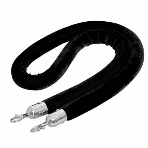 Spare for Queue Manager - Black Velvet Rope with Golden Chrome Plated Hooks (Length: ~5 Feet)