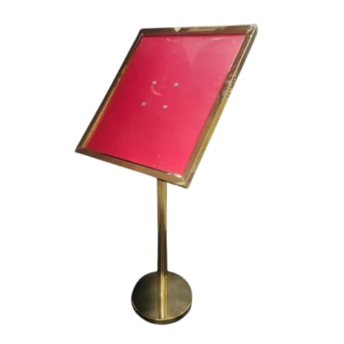 Golden Display Stand - A2 Size Board with 4 Sided Frame & Round Pole