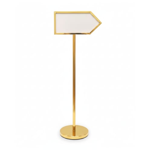 Golden Arrow Shaped Direction Board with Round Pole