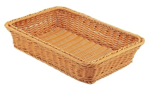 Heavy Rectangle Shaped Polyrattan Basket with Metal Wire 32x24x8cm - Walnut Brown