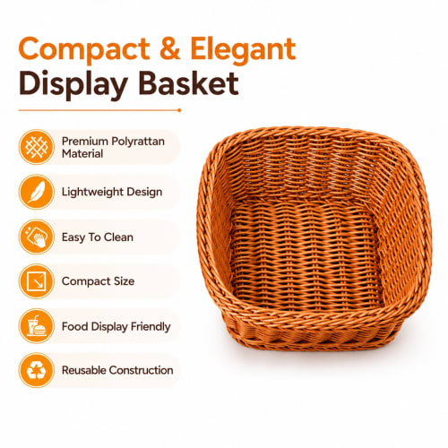 Lite Square Shaped Polyrattan Basket - Walnut Brown — BIG