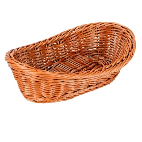 Heavy Boat Shaped Polyrattan Basket with Metal Wire - Big