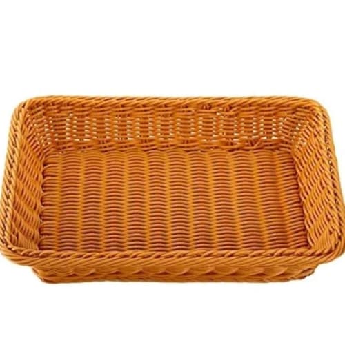 Heavy Rectangle Shaped Polyrattan Basket with Metal Wire - 37x25x7cm