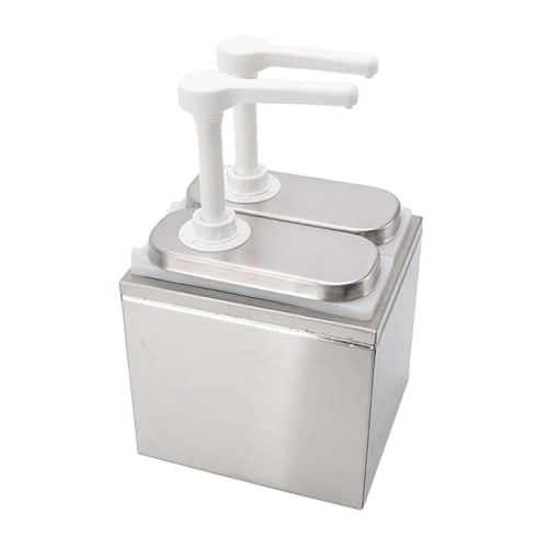 SS Tank Plastic Head Sauce Dispenser — {"Size":"Double Head","Capacity":"2000ml x 2"}