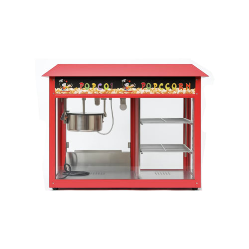 Electric Popcorn Machine with Side Compartments & Toughened Glass - MS Red Body