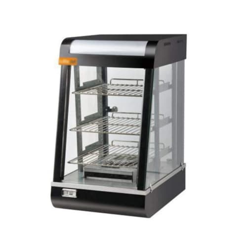 Electric Black Warming Display Showcase with Toughend Glass - 3 Layer Slanting Model - Small