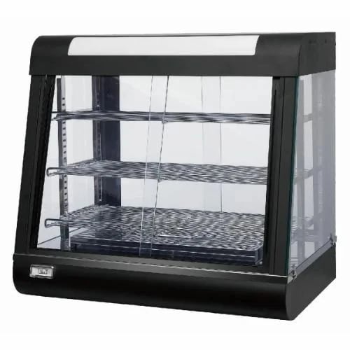Electric Black Warming Display Showcase with Toughened Glass - 3 Layer Slanting Model - Big