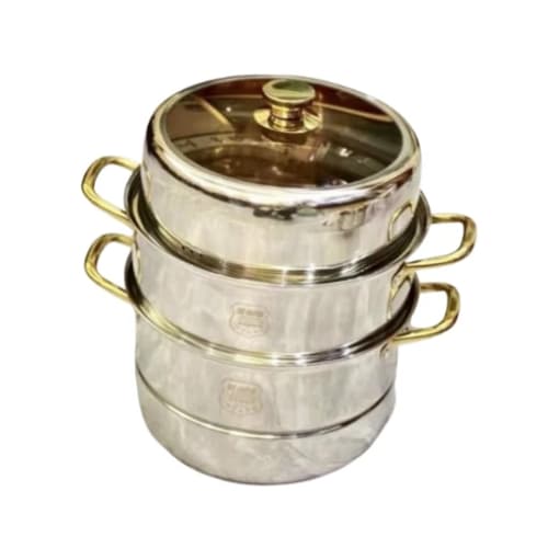Gold + SS Premium 2 Layers Manual Corn/Momo/Rice Steamer — 32cm