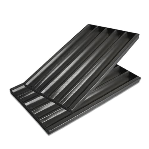 Teflon Coated Aluminium French Loaf Tray - Black — 5 Slot