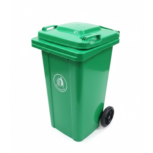 Plastic Dustbin with Wheels & without Pedal - Green