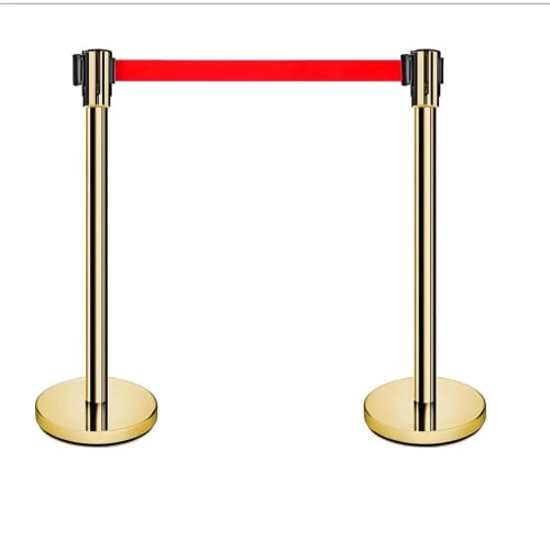 Golden Queue Manager with Red Tape - (Loose: 2 Poles With Red Tape ; 1 Carton: 20 Poles with Red Tape) | Single pc Box Packing for Poles — Loose