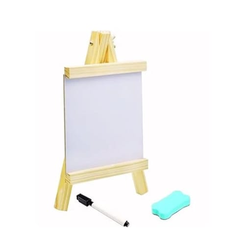 Wooden Mini White Display Board Set with Marker, Eraser & Duster — 20x36cm