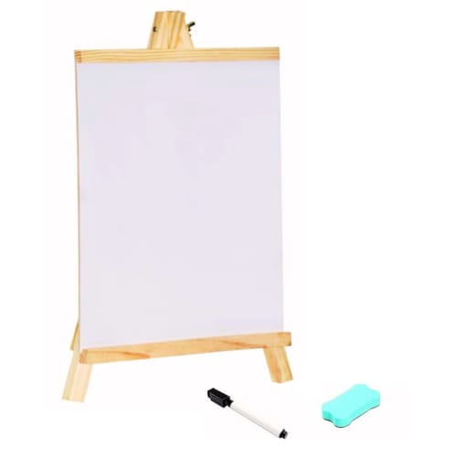 Wooden Mini White Display Board Set with Marker, Eraser & Duster — 25x48cm