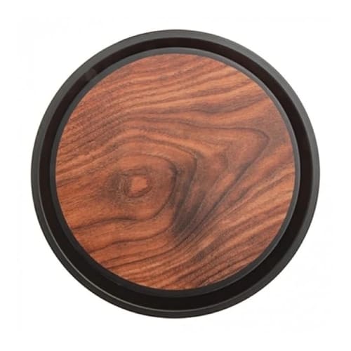 Anti Skid Tray - Heavy | Round | Wooden Finish with Side Ears | 16"