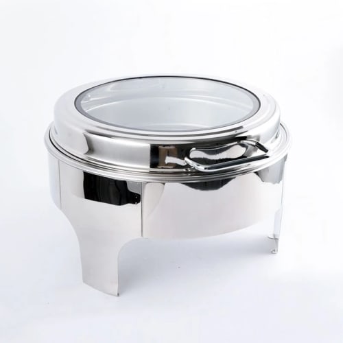 Chafing Dish Round 6L with Gel Based Heating + Transparent Lid + Hydraulic Soft Close (1 GN Pan of 65mm)