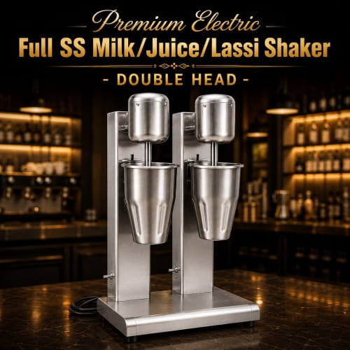 Premium Electric Full SS Milk/Juice/Lassi Shaker — Double Head