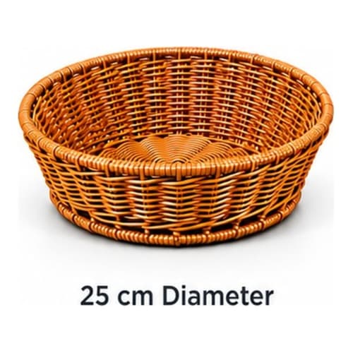 Heavy Round Shaped Polyrattan Basket - Walnut Brown — Small No.38