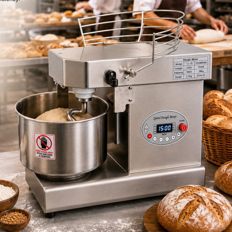 Electric Full SS Spiral Mixer with Digital Controller & Auto Stop Sensor