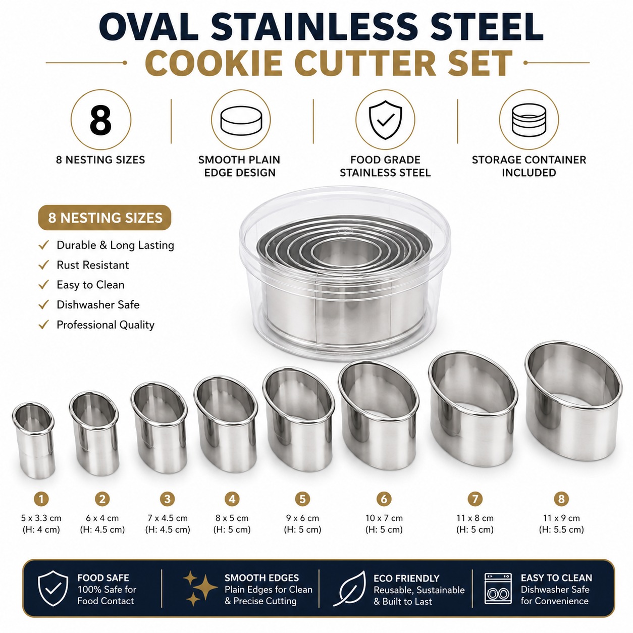 SS Heavy Cookie Cutter Oval without Teeth 8pp — view 6