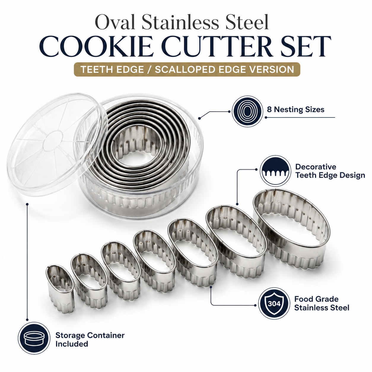 SS Heavy Cookie Cutter Oval with Teeth 8pp — view 6