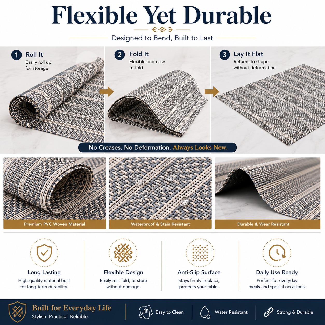 Table Mat Dark Colour- Mix - (Quantity - 6pcs) — view 5