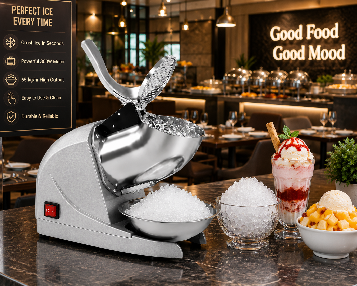 Electric Fibre Body Triple Blade Ice Crusher