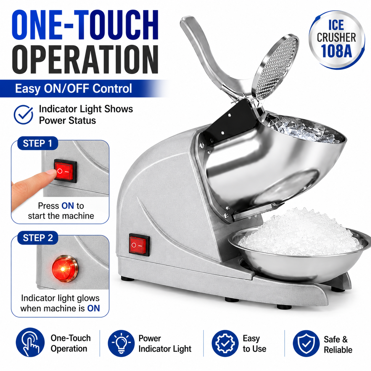 Electric Fibre Body Triple Blade Ice Crusher — view 2