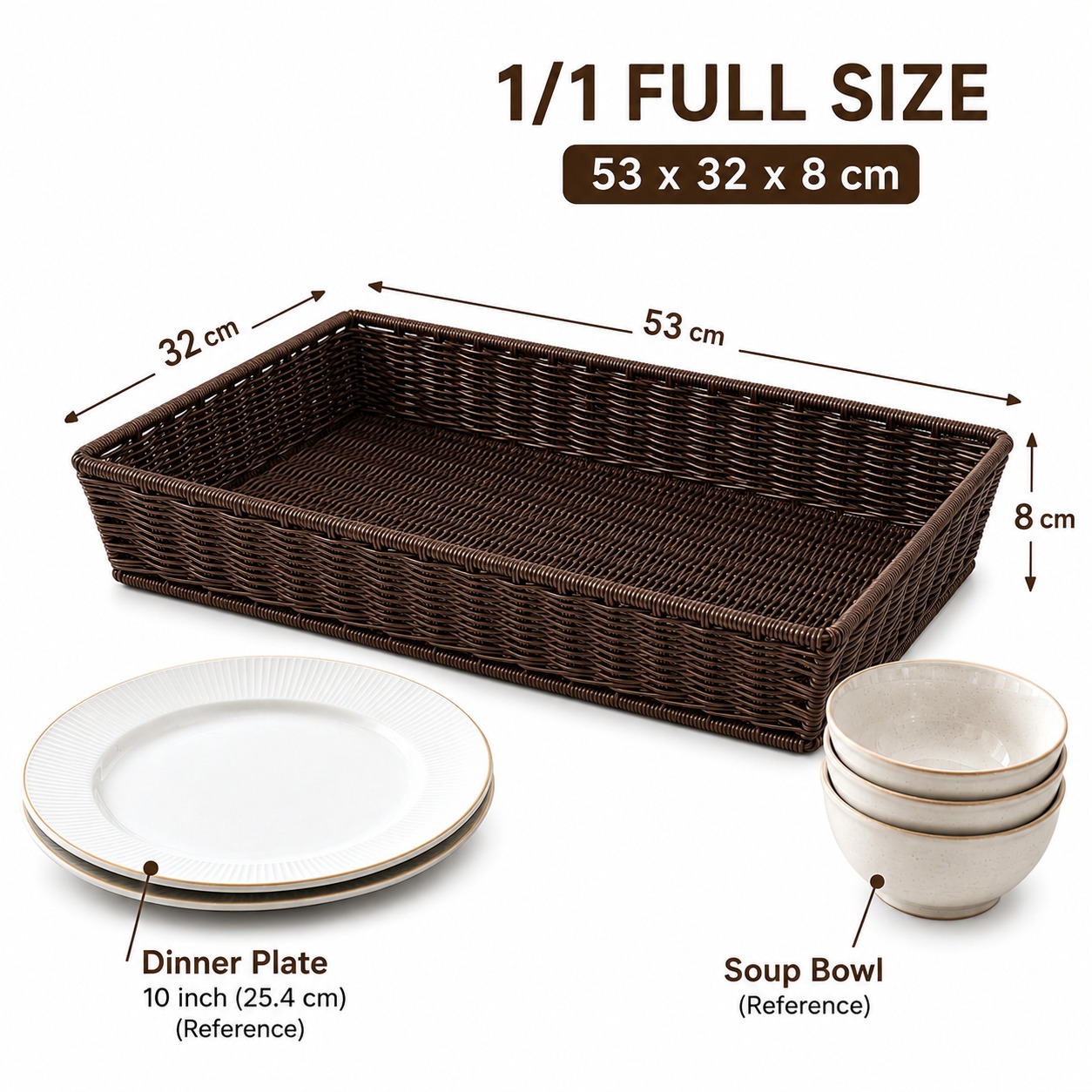 Heavy Rectangle Shaped Polyrattan Basket (1/1 Full Size) & Metal Wire - 53x32x8cm — view 8