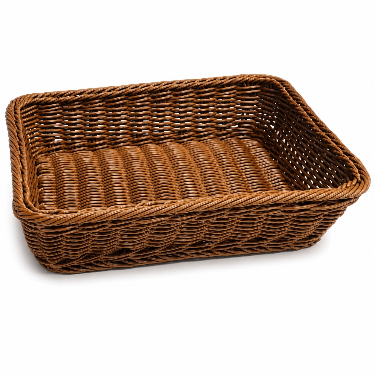 Heavy Rectangle Shaped Polyrattan Basket (1/2 Half Size) & Metal Wire 32x25x8cm - Walnut Brown — view 6