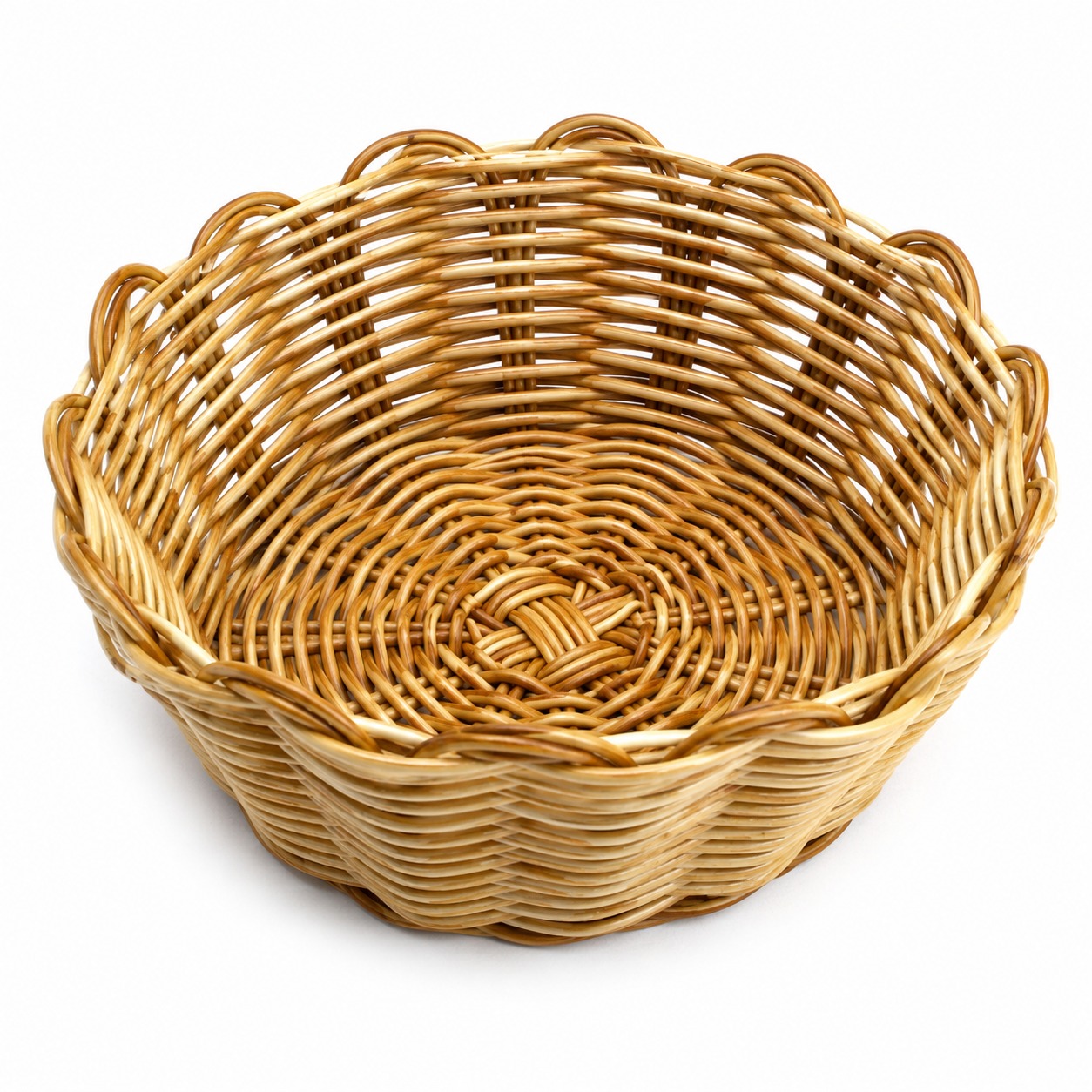 3002D Heavy Round Shaped Polyrattan Basket with Flower Shaped Edges & Metal Wire - 25x7cm — view 8