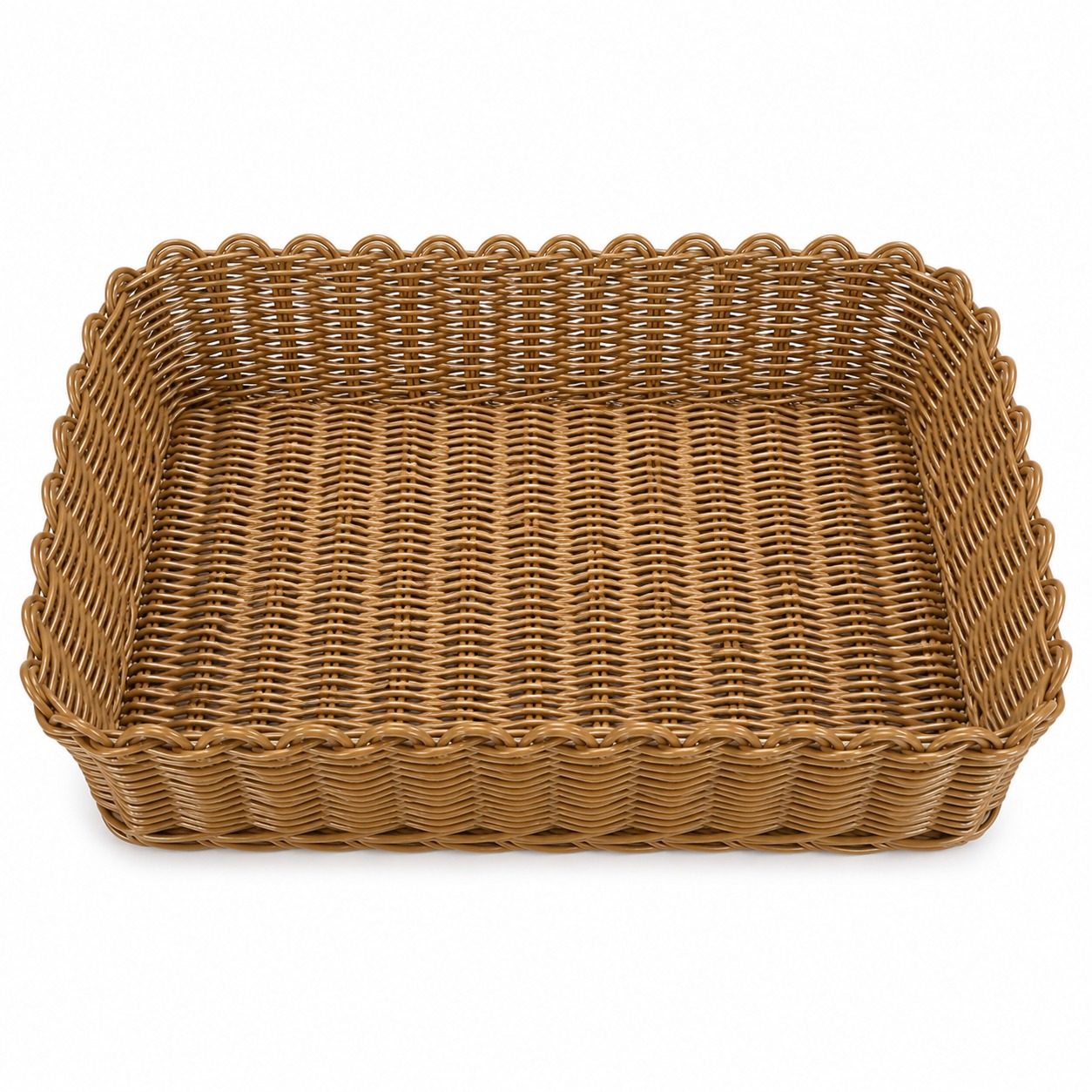 1012A Heavy Rectangle Shaped Polyrattan Basket with Flower Shaped Edges & Metal Wire - 30x21.6x6.5cm — view 7
