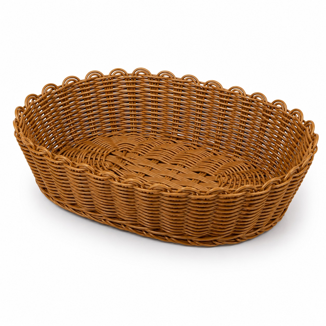 1001B Heavy Oval Shaped Polyrattan Basket with Flower Edges & Metal Wire - 24x20x8cm — view 7