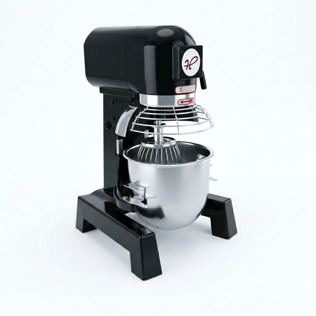 Electric Planetary Mixer with 3 Whisk Attachments & Safety Guard - Black Body | Belt Model