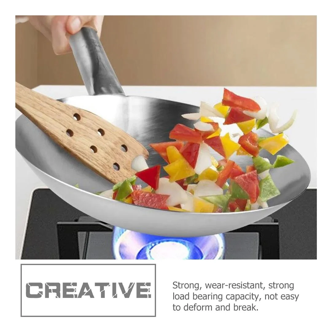 Wooden Handle SS Wok — view 4