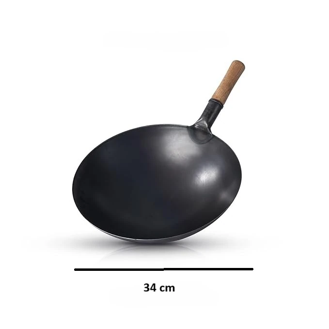 Wooden Handle Iron Wok — view 2