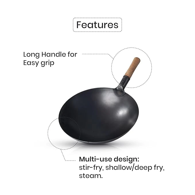 Wooden Handle Iron Wok — view 4
