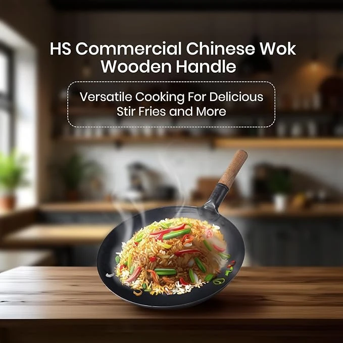 Wooden Handle Iron Wok — view 6