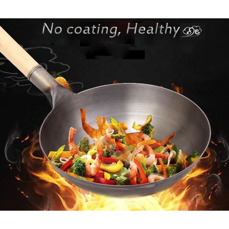 Wooden Handle Iron Wok — view 7