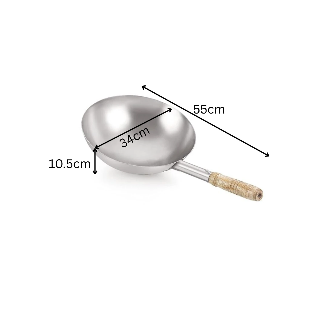 Wooden Handle MS Wok — view 2