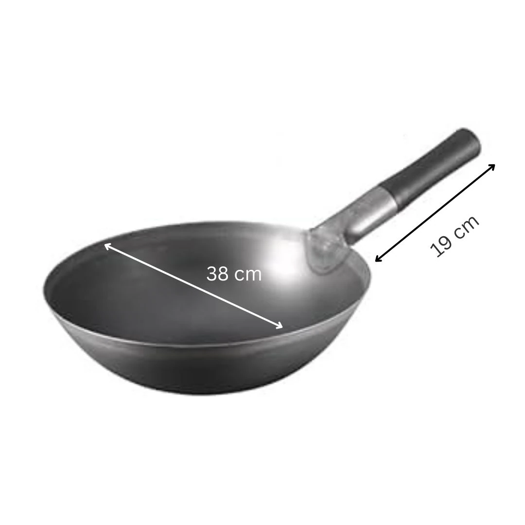 Black Handle Metal Wok witth Ultra Heavy Rubber Grip — view 2