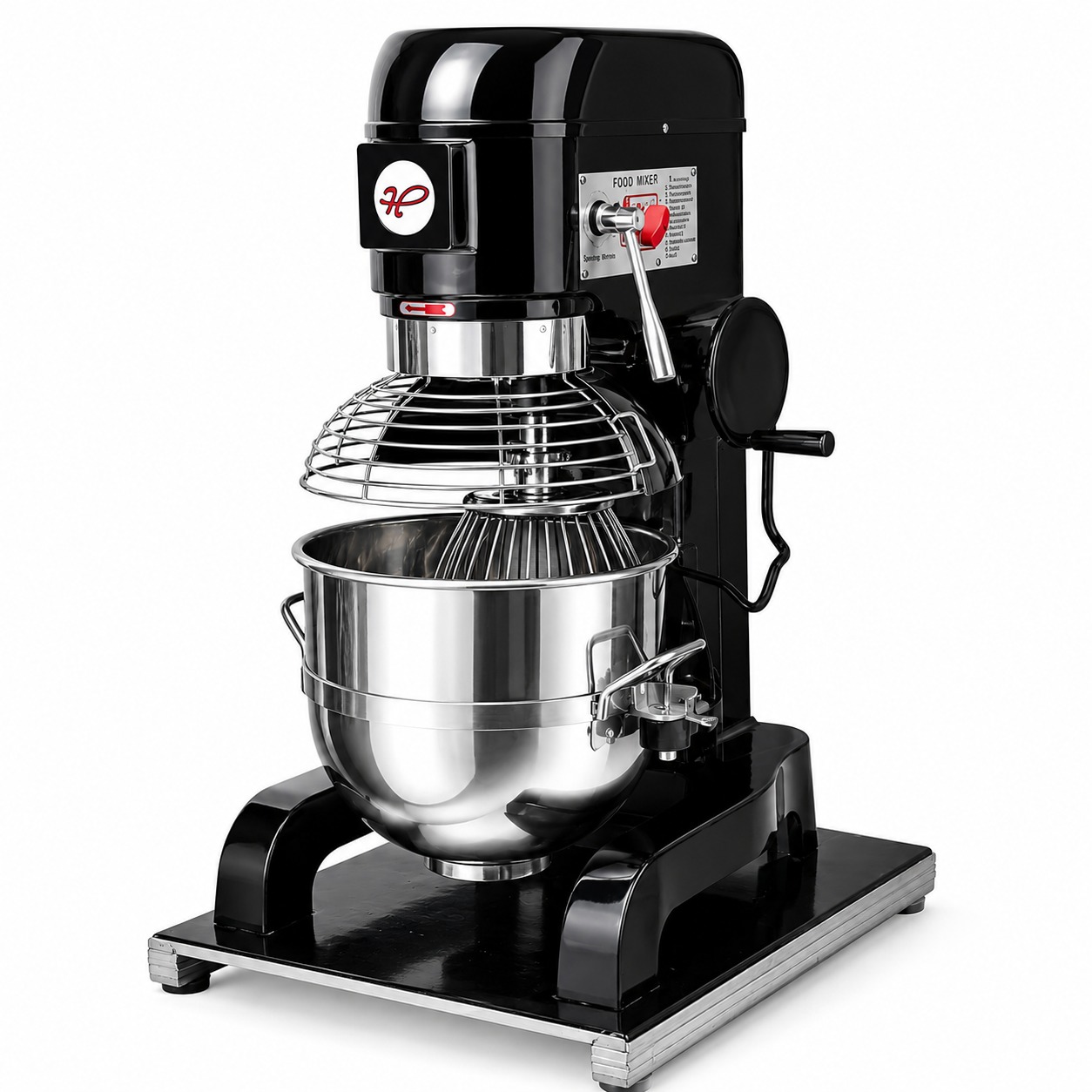 Electric Planetary Mixer with 3 Whisk Attachments & Safety Guard - Black Body | Belt Model — view 3