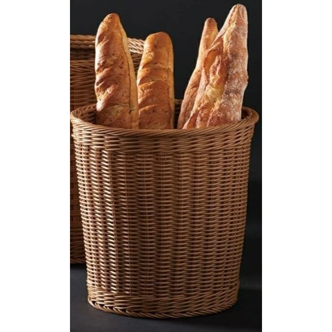 1018B Heavy Cylindrical Shaped Poyrattan Basket with Metal Wire 14x16cm - Walnut Brown — view 3