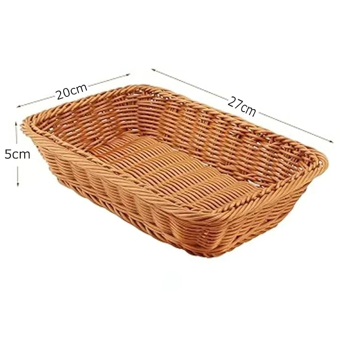 No.13 Heavy Rectangle Shaped Polyrattan Basket with Metal Wire 26x20x7cm - Walnut Brown — view 2