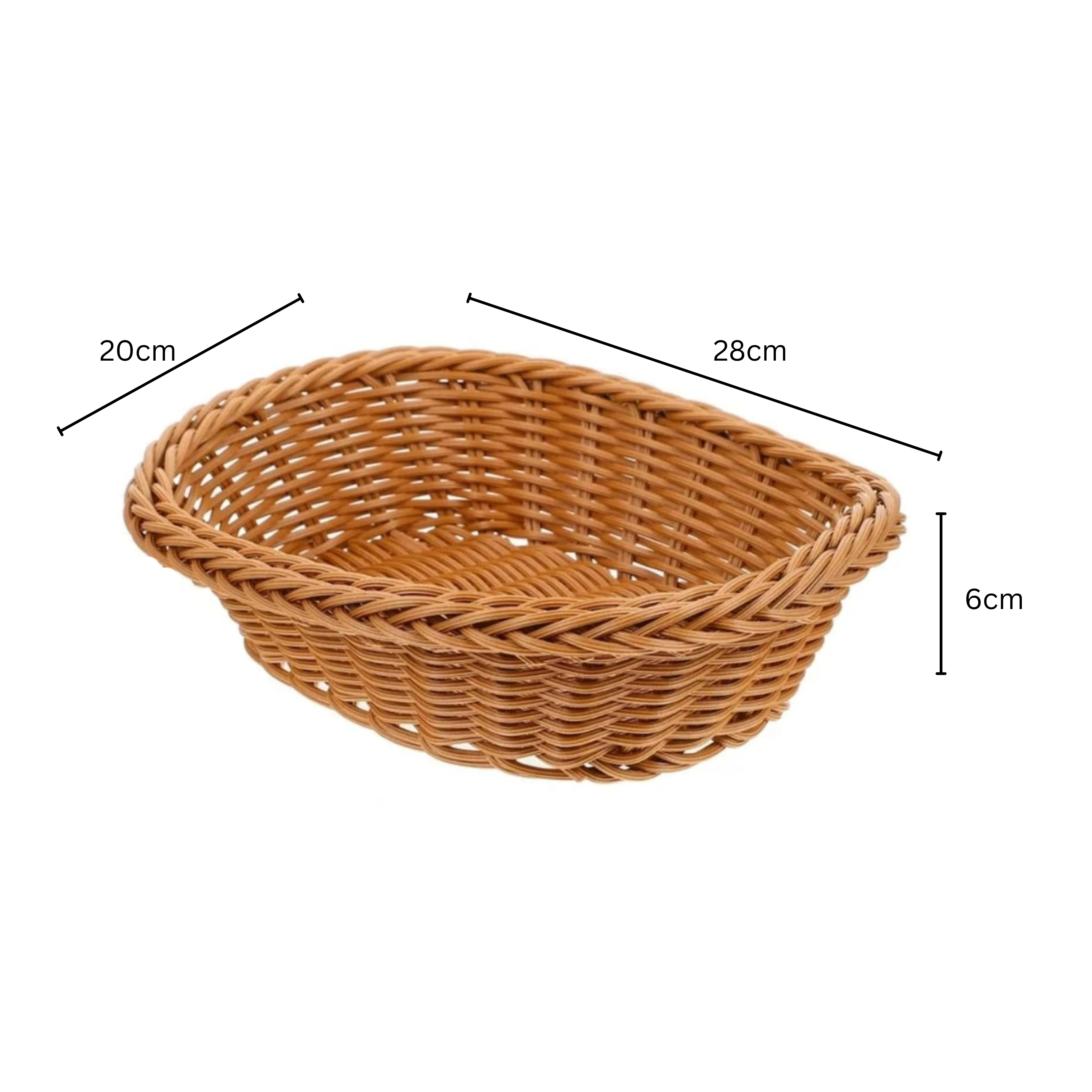 No.15 Heavy Oval Shaped Polyrattan Basket with Metal Wire 28x20x6cm - Walnut Brown — view 2