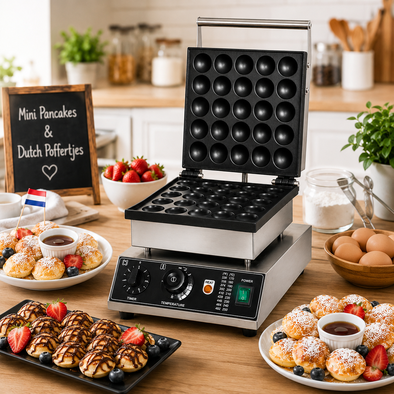 Electric Pancake/Mini Idli Maker with Bottom + Top Plate 25 in 1