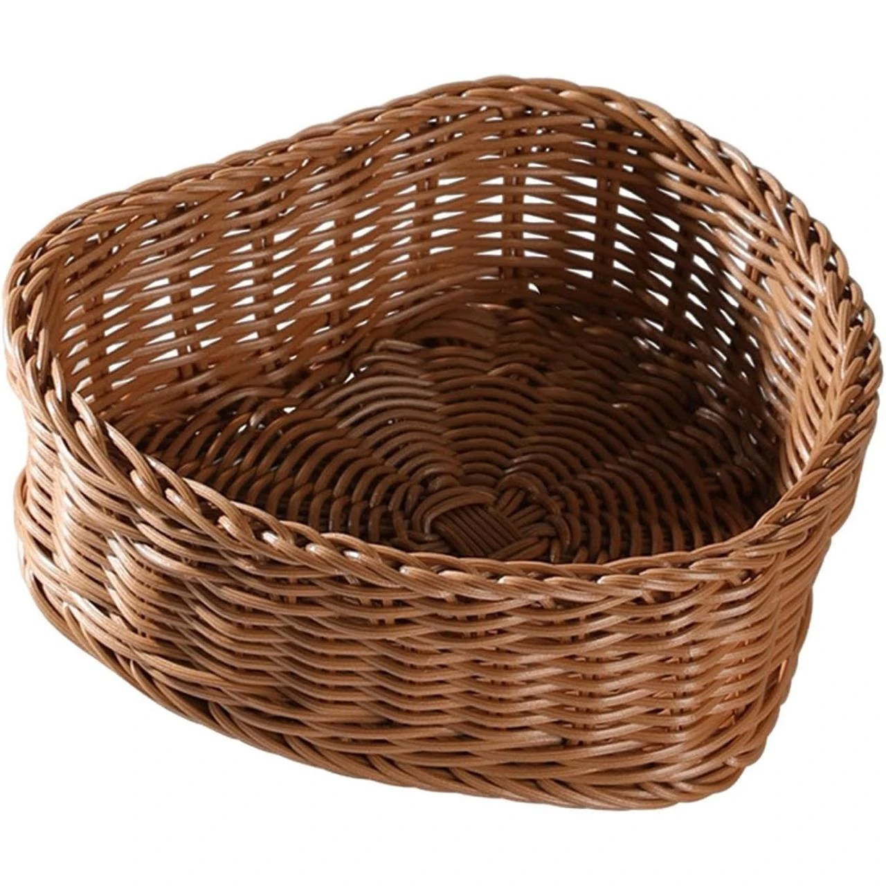 2000A Heavy Heart Shaped Polyrattan Basket with Metal Wire - 30x27x10cm
