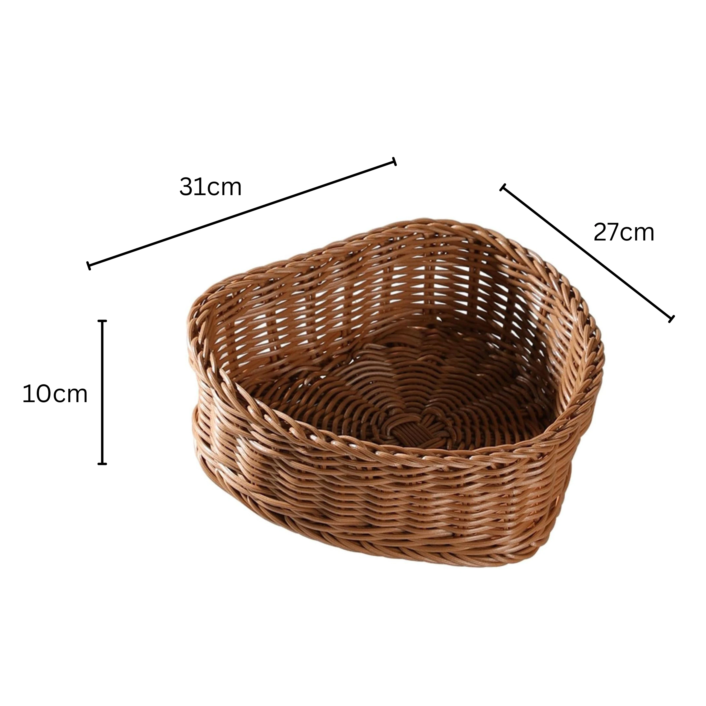 2000A Heavy Heart Shaped Polyrattan Basket with Metal Wire - 30x27x10cm — view 2